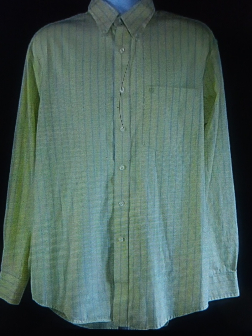 Izod Yellow Light Blue Pinstriped Button-Down Shirt